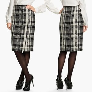 Lafayette 148 Tweed Plaid Wrap Pencil Skirt